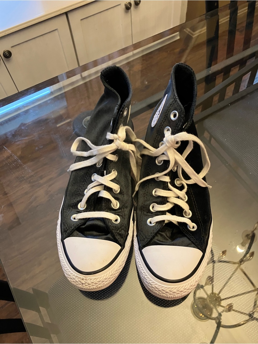 Converse Velour Black and White High-Top Sneakers Women’s 9